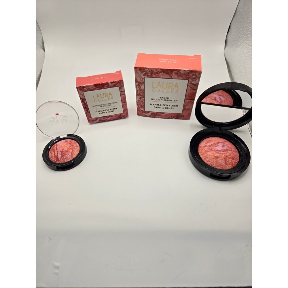 Laura Geller- Baked Blush- N - Brighten Full Size & Travel Size Set. Tropic Hues